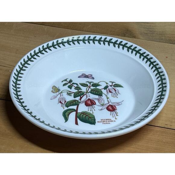 PORTMEIRION Botanic Garden Fuschia Magellanica 8.5" Rim Soup Bowl Leaves Edge - Picture 1 of 10